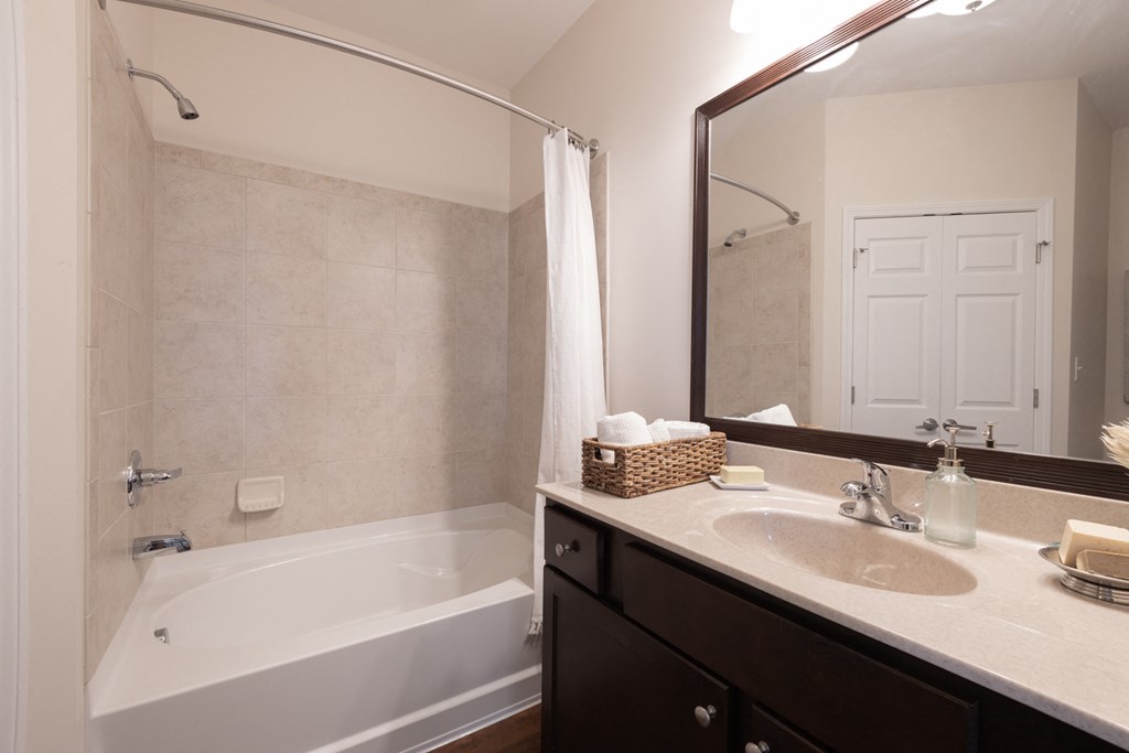 Mirbeau floor plan Bathroom at Westhaven Luxury Apartments