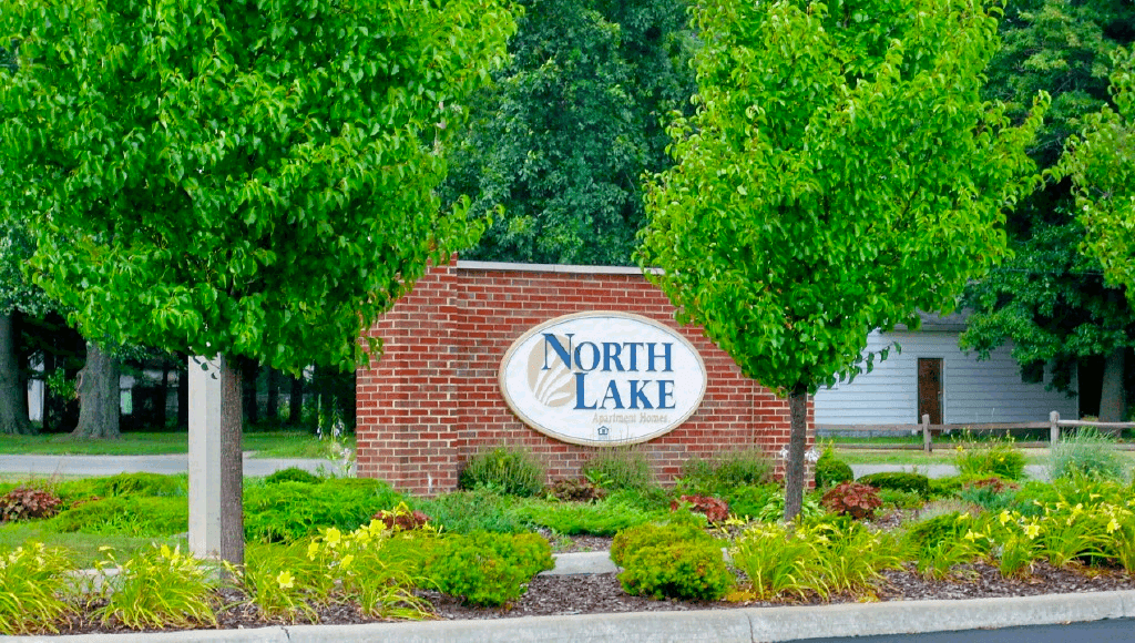 Monument sign at North Lake Apartments.