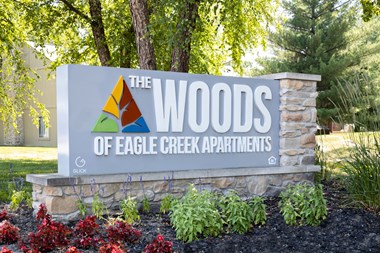 Outdoor Welcome Sign at The Woods of Eagle Creek
