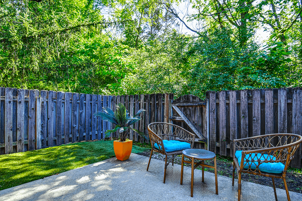 Patio in a 1-bed, 1-bath apartment at Ashton Brook, offering outdoor space for relaxation.