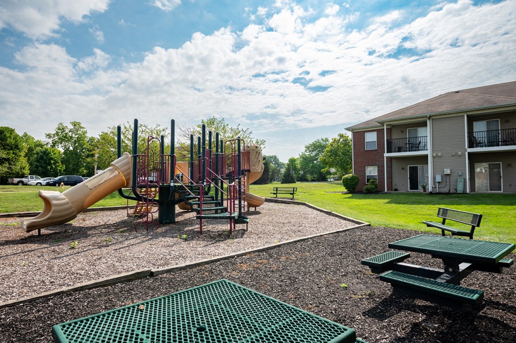 Playground and picnic tables at Brownsburg Pointe.