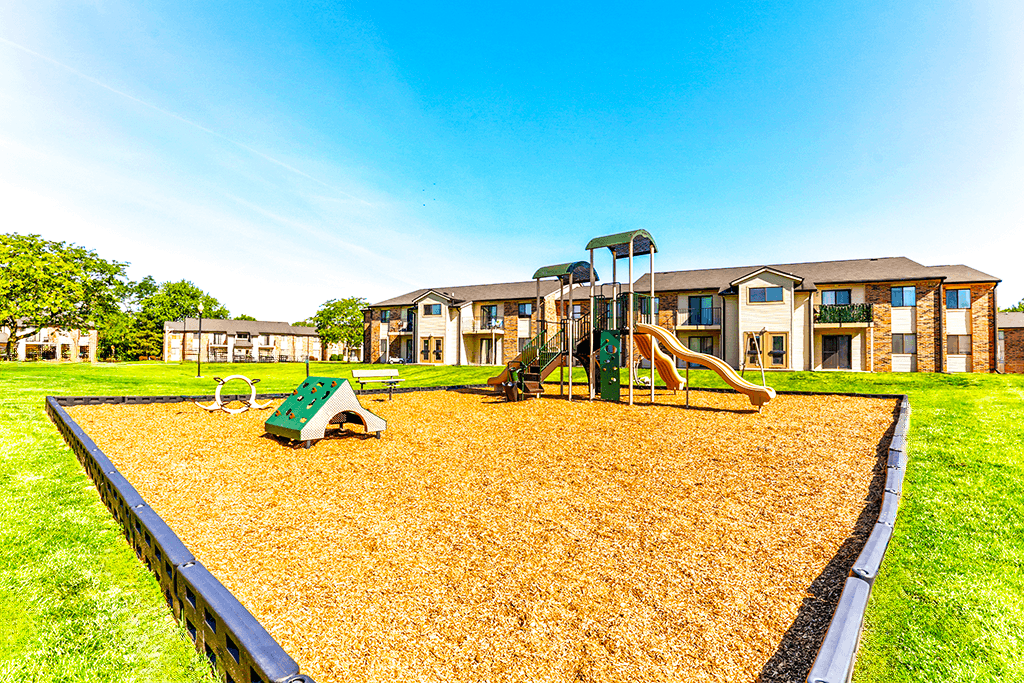 Playground with sandbox at Thompson Village Apartments, Indianapolis, IN
