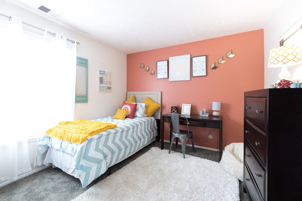 Bedroom with windows in a 2 bedroom apartment at Addison on Main