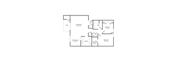 Henderson Court two-bedroom accessible apartment floor plan showing living room, dining area, kitchen, bedrooms, bathroom, and closet.