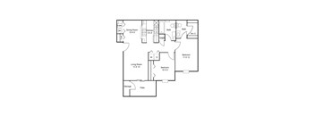 Floorplan for the two-bedroom apartment with one and a half bathrooms at Pleasant Springs