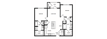 A black and white image of a house floor plan.