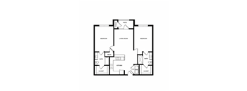 A black and white image of a house floor plan.