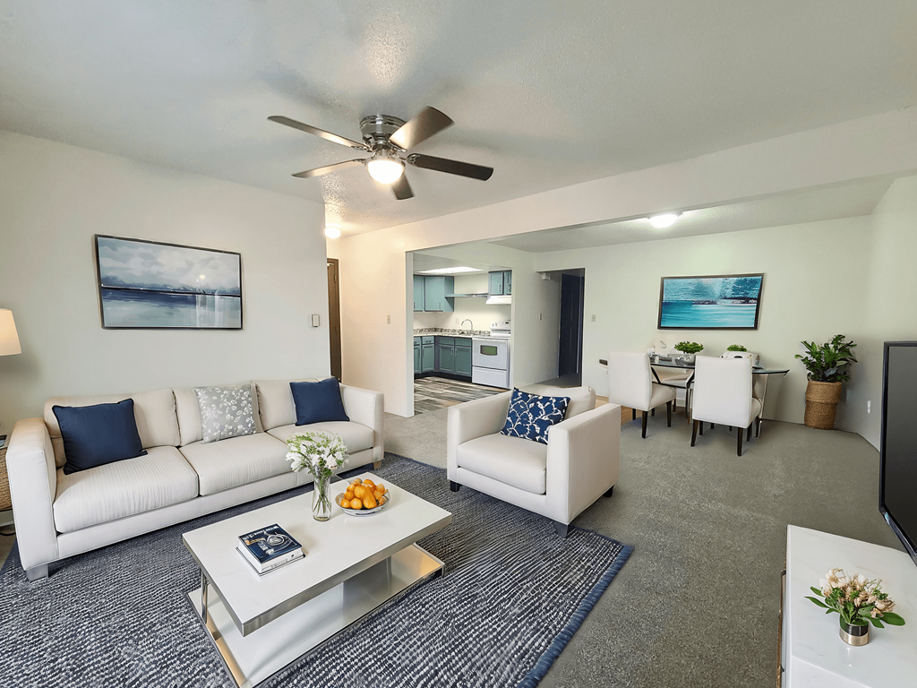 Living room and dining room at chesterfield village