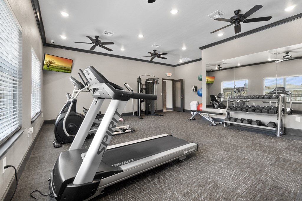 gym with exercise equipment and windows at the preserve at greatstone