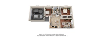 2 Bedroom 2 Bath Floorplan