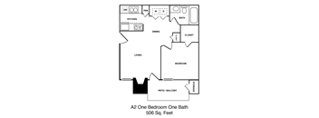 One Bedroom One bathroom floorplan