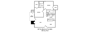Townhouse 2 bedroom 1 Bathroom floorplan