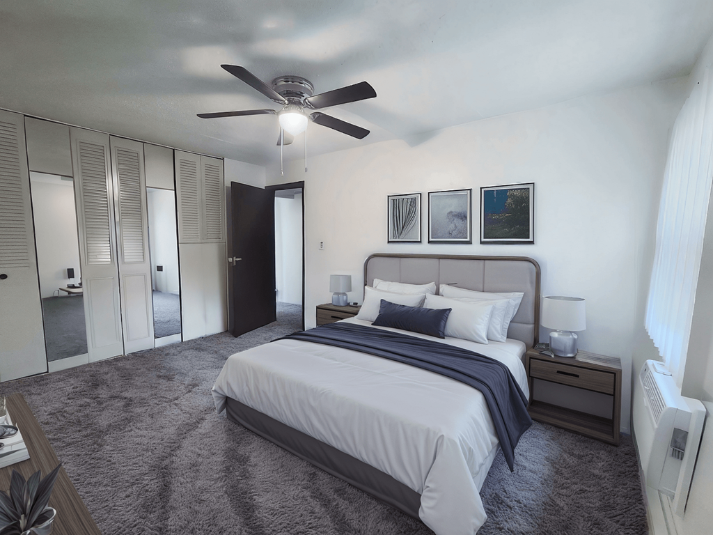 furnished Bedroom at Chesterfield Village Apartments in  Mt Vernon IL