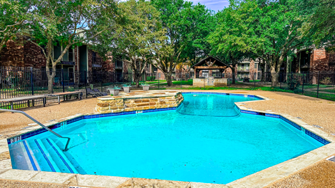 the swimming pool at our apartments is clean and ready to use