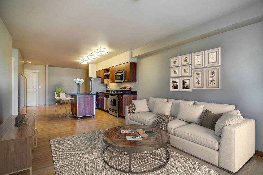 Kitchen and Living Space - The 101 Apartments, Kirkland WA - Photo Gallery