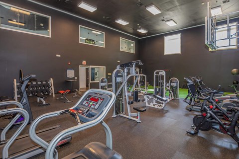 a gym with weights and other exercise equipment