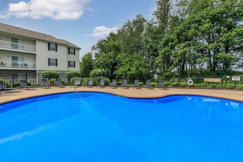 the swimming pool at the preserve at polk apartments