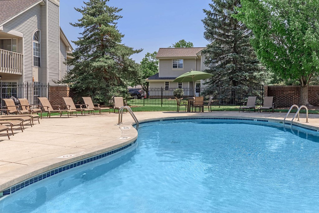 our apartments have a resort style pool and patio