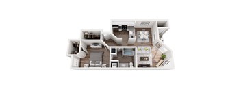 Kingsley Lower floorplan at Heather Ridge Apartments, Westland, MI