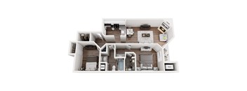 Lexington Lower floorplan at Heather Ridge Apartments, Westland, 48185