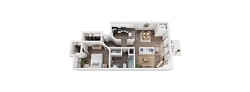 Kensington II Lower Floorplan at Hidden Lakes Apartments, Clarkston