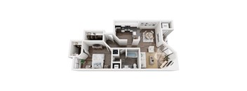 Kensington Lower Floorplan at Hidden Lakes Apartments, Clarkston, MI
