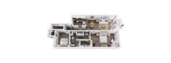 Langley II Lower Floorplan at Hidden Lakes Apartments, Clarkston, MI,