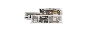 Langley II Upper Floorplan at Hidden Lakes Apartments, Michigan, 48346