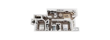 Langley Lower Floorplan at Hidden Lakes Apartments, Michigan, 48346