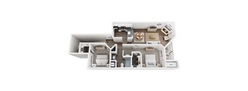 Langley Upper Floorplan2 at Hidden Lakes Apartments, Clarkston, MI, 48346