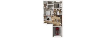 Two bedroom two bath 2D floorplan with walk-in closet at Woodlands at Abington Station Apartments, Abington, null 2351