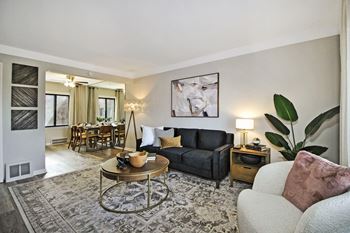 Open concept living and dining space