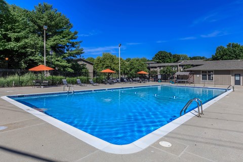 our resort style swimming pool is centrally located in the courtyard of our apartments