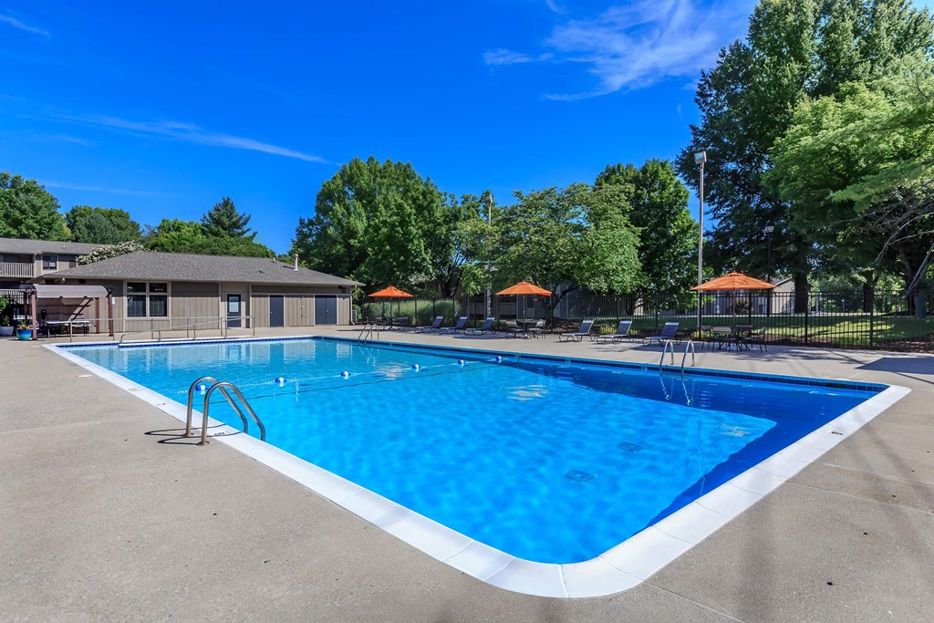 our resort style swimming pool is located in front of our apartments