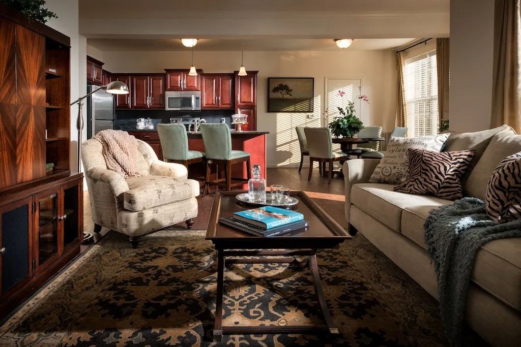 Living Area With Kitchen at Meridian West Shore, Mechanicsburg, PA