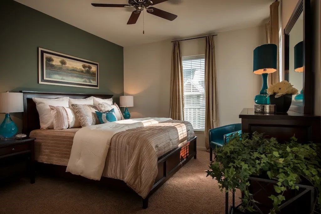 Bedroom With Ceiling Fan at Meridian West Shore, Pennsylvania