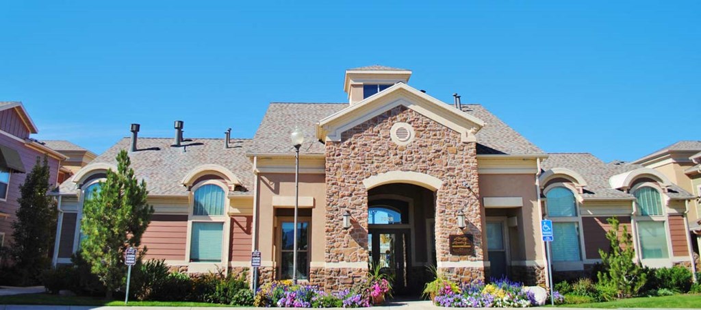 Liberty Landing Apartments leasing office building. West Jordan, Utah.