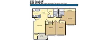 The London Floor Plan at Bridgeside Landing Apartments, Taylorsville, UT, 84123