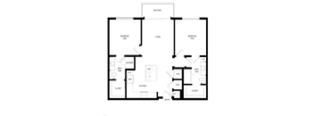 Liberty Duet Apartments, Salt Lake City Utah, two bedroom two bathroom Diamond floor plan.
