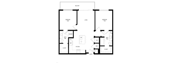 Liberty Duet Apartments, Salt Lake City Utah, two bedroom two bathroom Onyx floor plan.