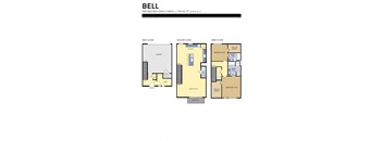a floor plan of three bedrooms with a bathroom and a living room