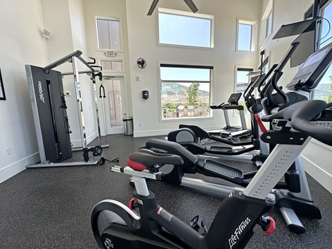 Fitness center with cardio and strength equipment at Liberty Point Apartments, Draper, UT 84020