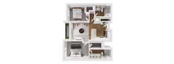 Liberty Blvd Apartments, Salt Lake City, UT, Floor Plan London A white image of a house with a kitchen, living room, and bathroom.