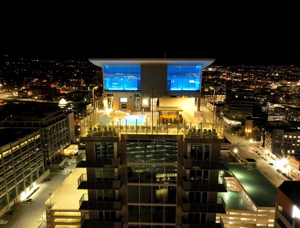 Liberty Sky Apartments Salt Lake City, Utah Night Pool Deck