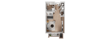Liberty Sage Apartments, Park City, Utah, Meadow HCA studio bedroom floor plan, 3D Floor Plan