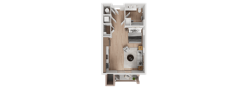 Liberty Sage Apartments, Park City, Utah, Scarlet studio bedroom floor plan, 3D Floor Plan