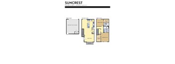 a floor plan of two bedrooms with a bathroom and a living room