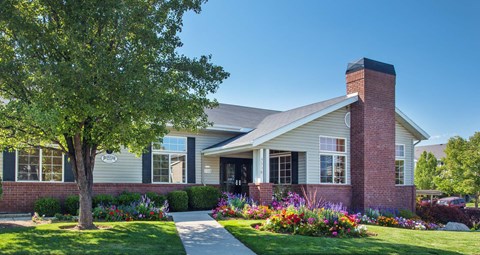 Bridgeside Landing Apartments,  Taylorsville, Utah, Front of main office which holds the leasing office, clubroom, laundry room and fitness center.