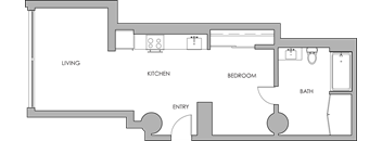 P2 - Loft Studio Floorplan at Maxfield Lofts Apartments, California 90014