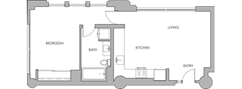 P3 - Loft One Bedroom One Bathroom Floorplan at Maxfield Lofts Apartments, Los Angeles, CA 90014